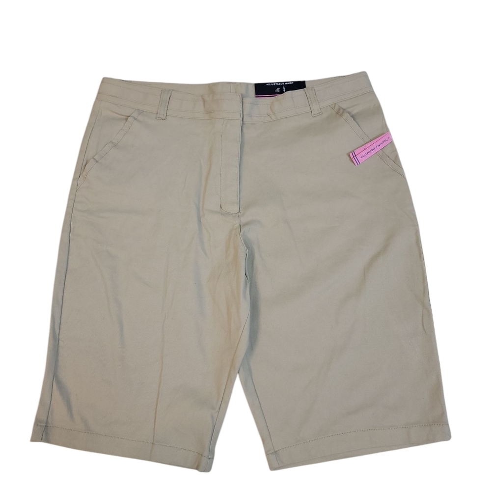 Nautica New Girls School Uniform Khaki Skinny Bermuda Shorts Size 16.5 Plus